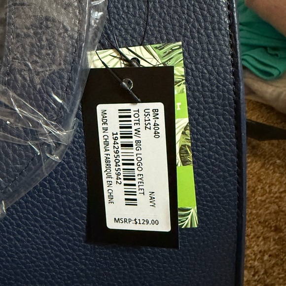 Badgley Mischka Navy and Gold Tote Bag - Picture 6 of 6